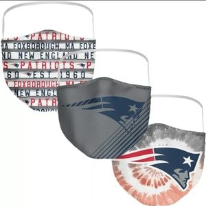 New England Patriots NFL licensed face masks 3 pack. New washable and reusable.